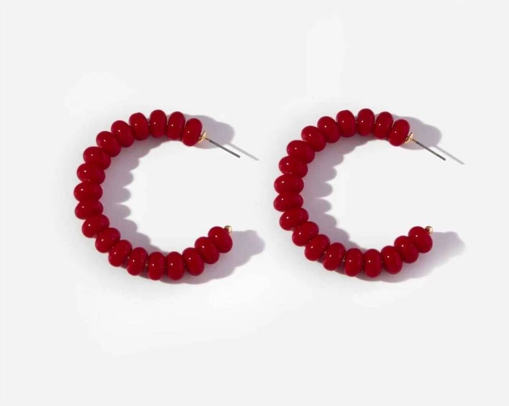 NEW MACRAE & CO women's bauble hoops in red